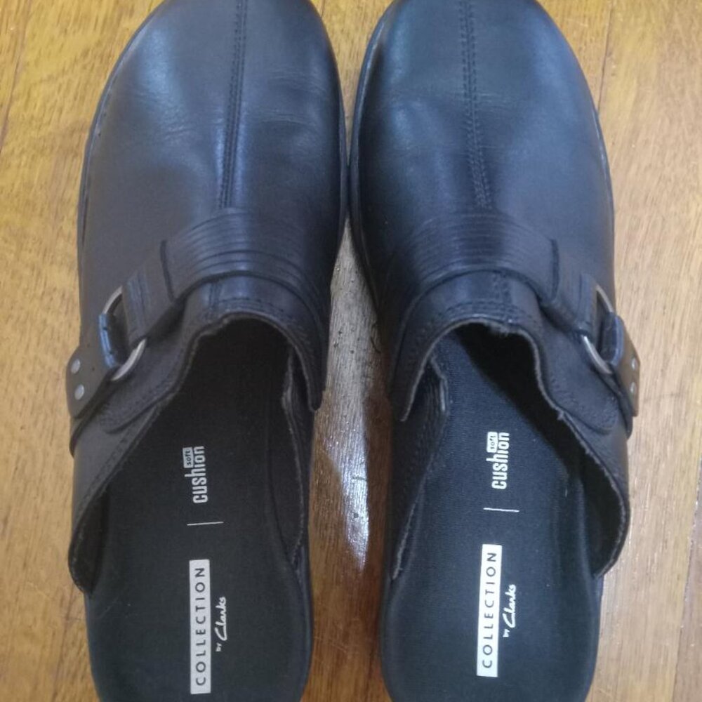 Black leather Clarks Soft Cushion shoes from the Clarks Collection